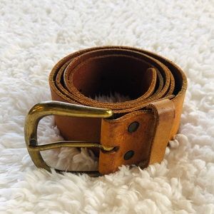 Leather Belt with Gold Buckle